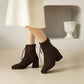 Women Lace Up High Heels Short Boots