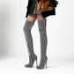 Women Pointed Toe Side Zippers Stiletto High Heel Over the Knee Boots