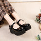 Women Patent Leather Mary Jane Platform Wedge Heels Shoes