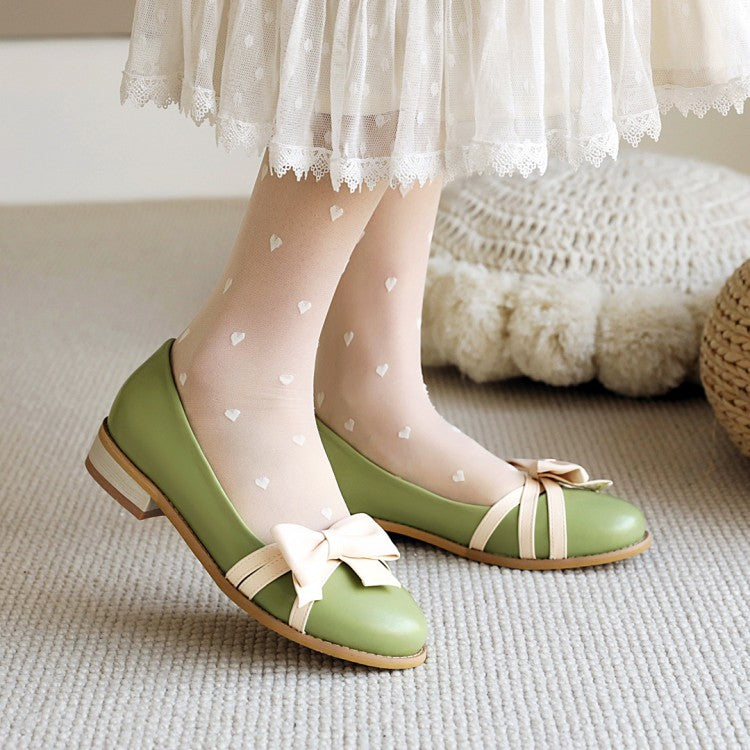 Women Bow Tie Flats Mary Jane Shoes