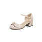 Bow Ankle Strap Women Sandals Chunky Heel Pumps 7357