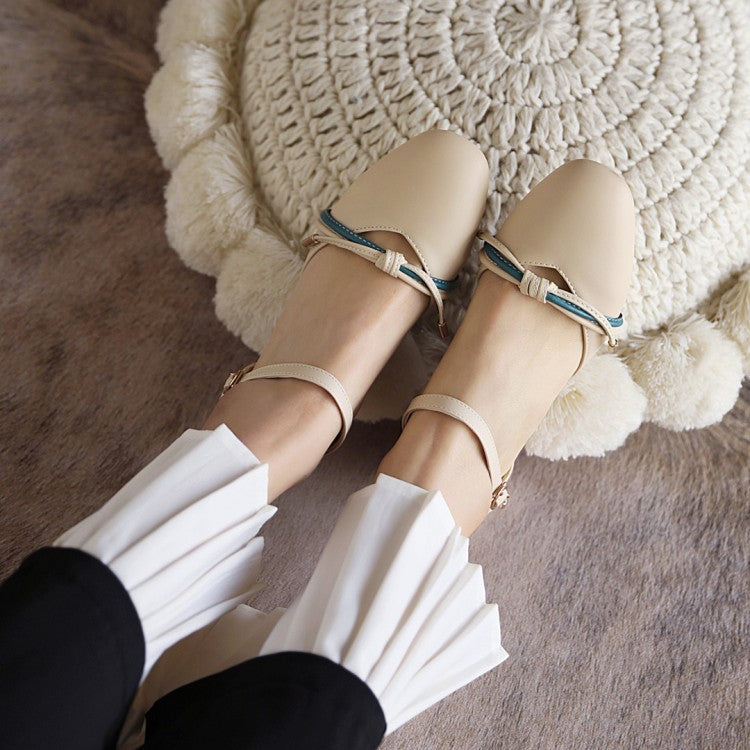 Women Knot Ankle Strap Block Heel Sandals