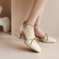 Women Solid Color Knot Ankle Strap Block Heel Sandals