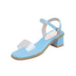Women Transparent Pvc Square Toe Ankle Strap Block Heel Sandals