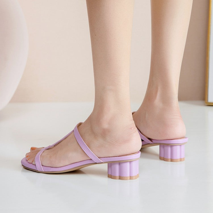 Women Slides Chunky Heel Medium Sandals
