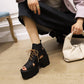 Women Open Toe Denim Platform Sandals