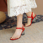 Women Transparent Solid Color Crystal Chunky Heel Ankle Strap Sandals