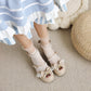 Women Lolita Closed Toe Lace Butterfly Knot Medium Heel Chunky Heel Sandals