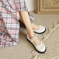 Women Rhinestone Pearl Flats Mary Jane Shoes