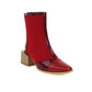 Women Tie Dye Pointed Toe Pu Leather Patchwork Block Heel Short Boots