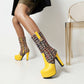 Women Color Blocking High Heel Platform Short Boots