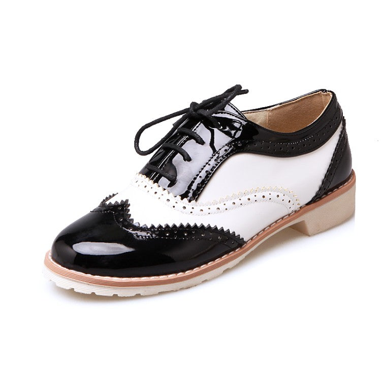 Women Lace Up Flats Oxford Shoes