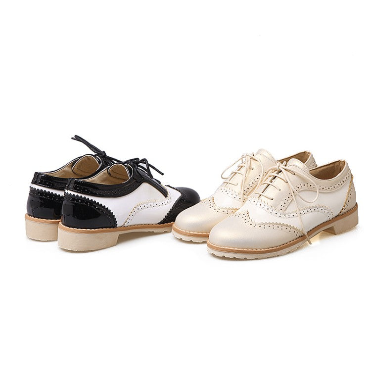 Women Lace Up Flats Oxford Shoes