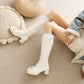Lace Bows Block Heel Platform Knee-High Boots for Women