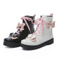 Women Lolita Bowties Knot Lace Up Flat Ankle Boots