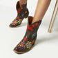 Women Ethnic Embroidery Puppy Heel Cowboy Short Boots