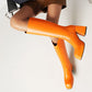 Women Candy Color Stitching Block Heel Platform Knee High Boots