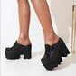 Women Thick Sole Snake Print Chunky High Heel Platform Slip on Loafers