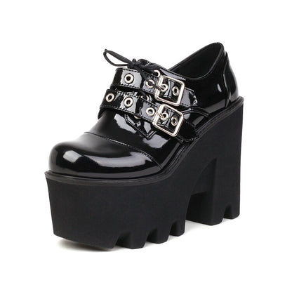Women Thick Sole Hollow Out Platform Chunky High Heel
