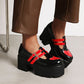 Women Plus Size Thick Sole Color Block Platform High Heels