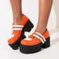 Women Plus Size Thick Sole Color Block Platform High Heels