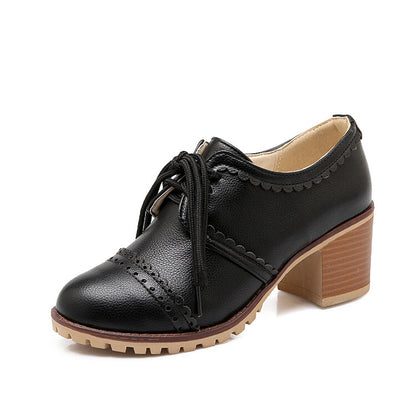 Women British Style Chunky Heel Oxford Shoes