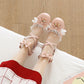 Women Lolita Lace Butterfly Knot Chunky Heel Platform Sandals