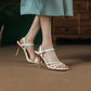 Ladies Solid Color Straps Stiletto High Heel Sandals