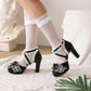 Women Lolita Lace Strawberry Deco Butterfly Bow Chunky Heel Platform Sandals