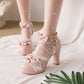 Women Lolita Pearls Lace Butterfly Knot Chunky Heel Platform Sandals