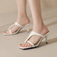 Women quare Toe Flip Flops Stiletto High Heel Sandals