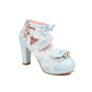 Women Lolita Lace Butterfly Knot Pearl Chunky Heel PPlatform Sandals