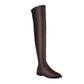 Women Pu Leather Pointed Toe Side Zippers Over The Knee Puppy Heel High Boots