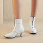 Women Pointed Toe Zippers Buckle Straps Kitten Heel Short Boots