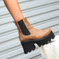 Women Snake Printed Elastic Band Block Heel Platform Short Boots