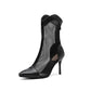 Pointed Toe Mesh Stiletto Heel Mid Calf Boots for Women