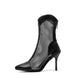 Pointed Toe Mesh Stiletto Heel Mid Calf Boots for Women