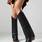 Western Boots Fold Pointed Toe Beveled Heel Knee High Boots for Women