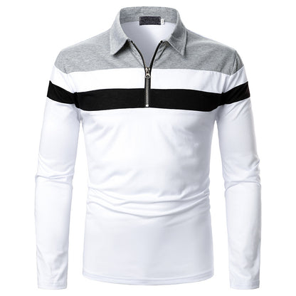 Men's Tricolor Stitched Long-sleeved Shirts