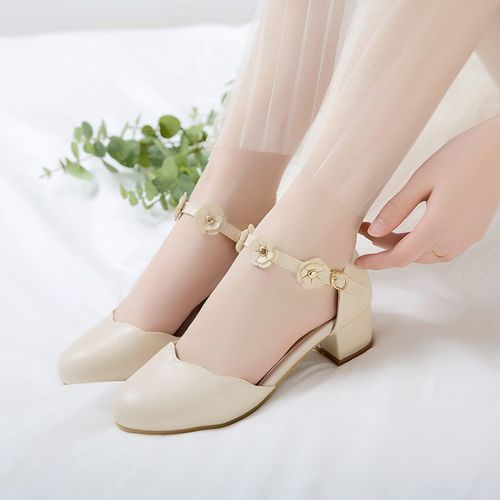 Women's Ankle Strap Mary Jane Mid Heels Sandals