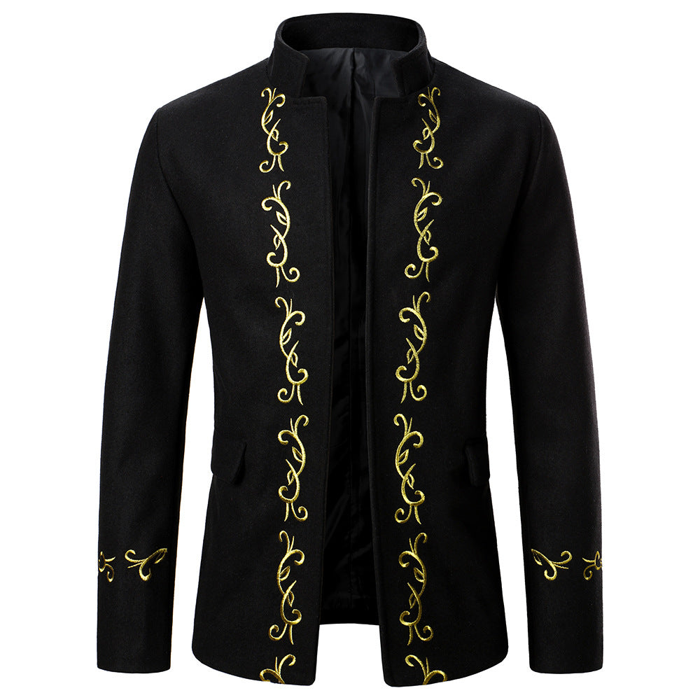 Men's Trench Coat Gold Embroidered Tweed Coat Suits