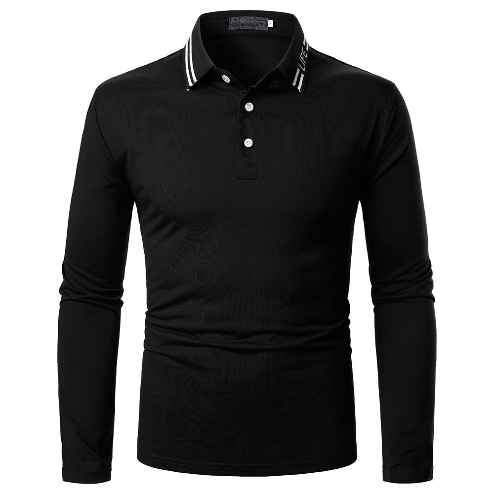 Men's Solid-color Embroidered Long-sleeved Shirts