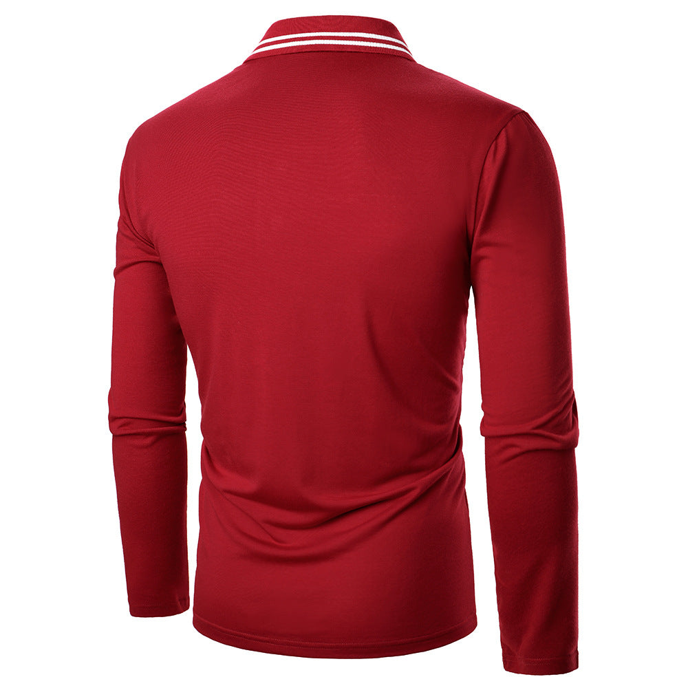 Men's Solid-color Embroidered Long-sleeved Shirts