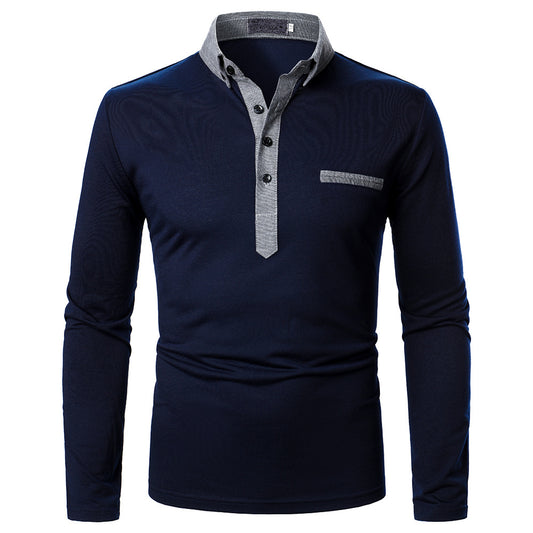 Men's Two-color Lapel Long-sleeved Shirts