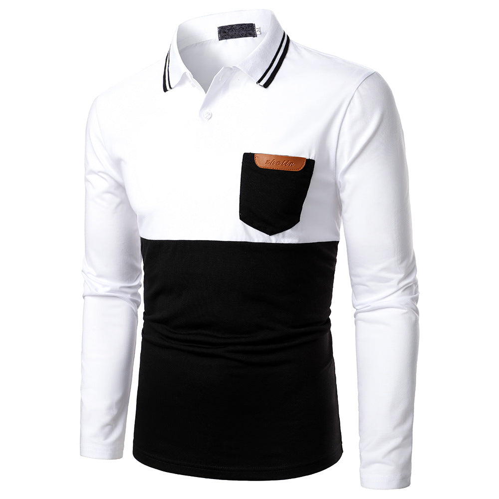Men's Two-color Stitching Long Sleeve Shirts