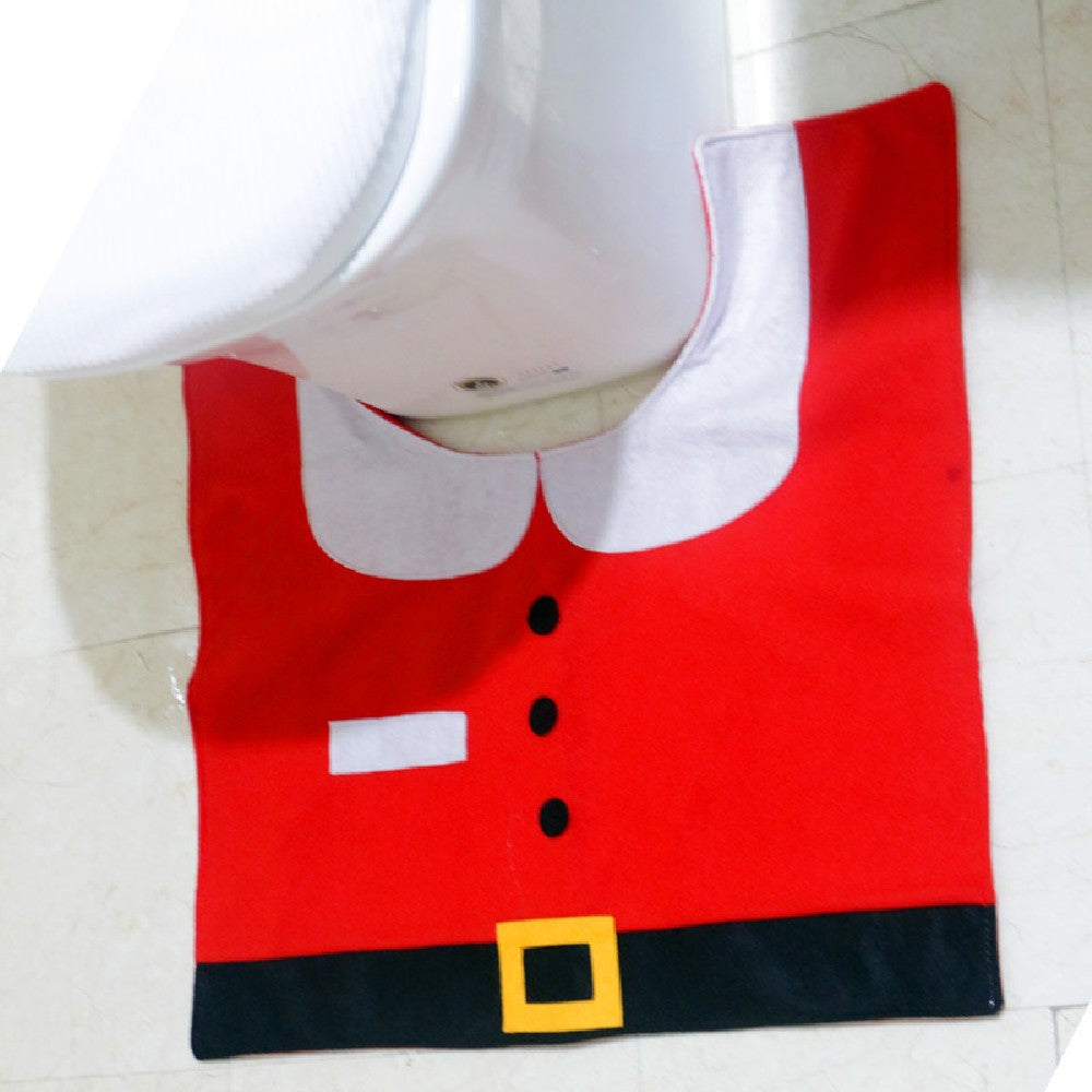 Gift for New Year Happy Christmas Santa Toilet Seat Cover Pad Rug Water Tank Cover Paper Towel Cover Bathroom Decorations