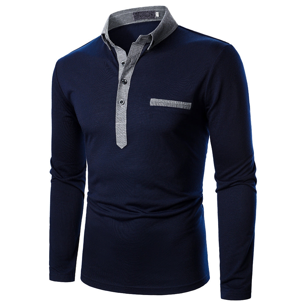 Men's Two-color Lapel Long-sleeved Shirts