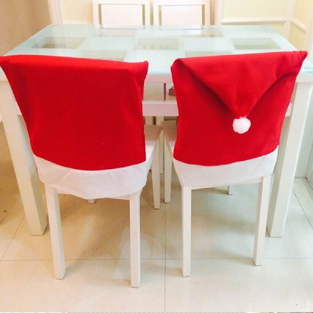 Christmas Decorations Hort Santa Claus Hat Chair Covers Dinner Table for Party