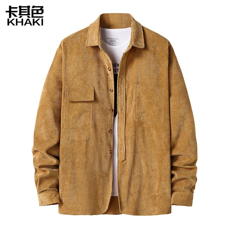 Men's Corduroy Henry Stand-Up Collar Long Sleeves Coat Shirts