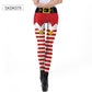 Christmas Red and White Striped Tights Waist Leggings